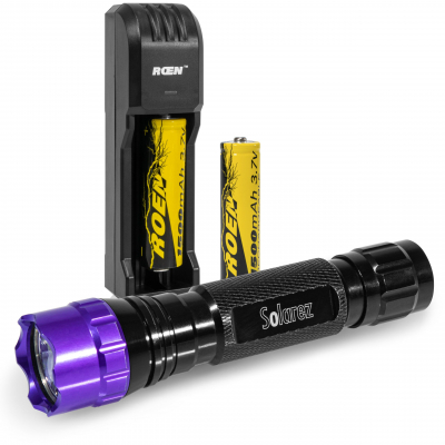 SOLAREZ RESINATOR HO FLASHLIGHT BATTERIES X 2, USB CHARGER